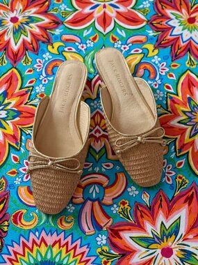 JACK ROGERS Straw Woven Mules Flats Size 5.5 NEW NWOB